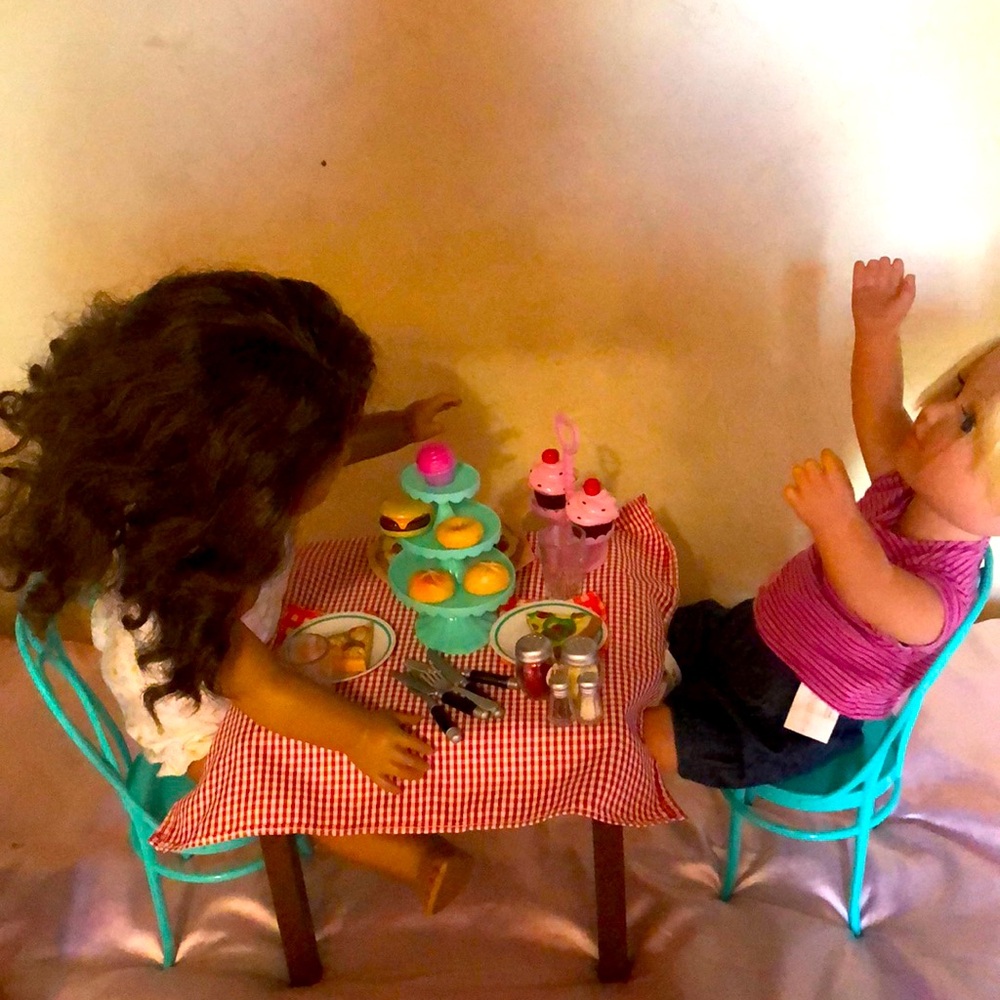 Our generation table,  2 chairs, desk, and accessory sweets DOLLS NOT INCLUDED